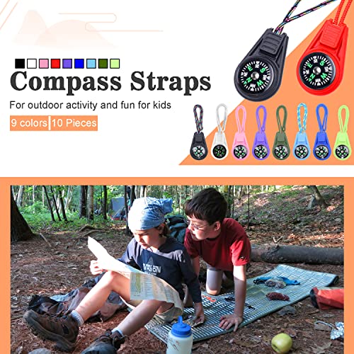 LongSLong Mini Compass for Kids Compasses Keychain，Button Compass Bulk Kit，Paracord Hiking Survival Small Compasses，Kids Scout Compass 10pcs - Image 2