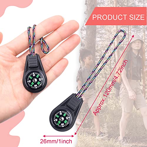 LongSLong Mini Compass for Kids Compasses Keychain，Button Compass Bulk Kit，Paracord Hiking Survival Small Compasses，Kids Scout Compass 10pcs - Image 4