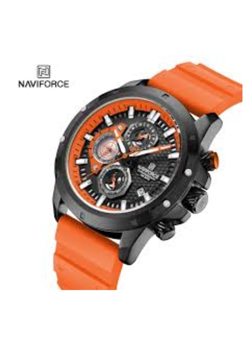 NAVIFORCE - NF8036 Men's Adventure Sport Watch – Bold Orange Analog-Digital Chronograph, Waterproof, Luminous Hands, Durable Silicone Strap - Image 1