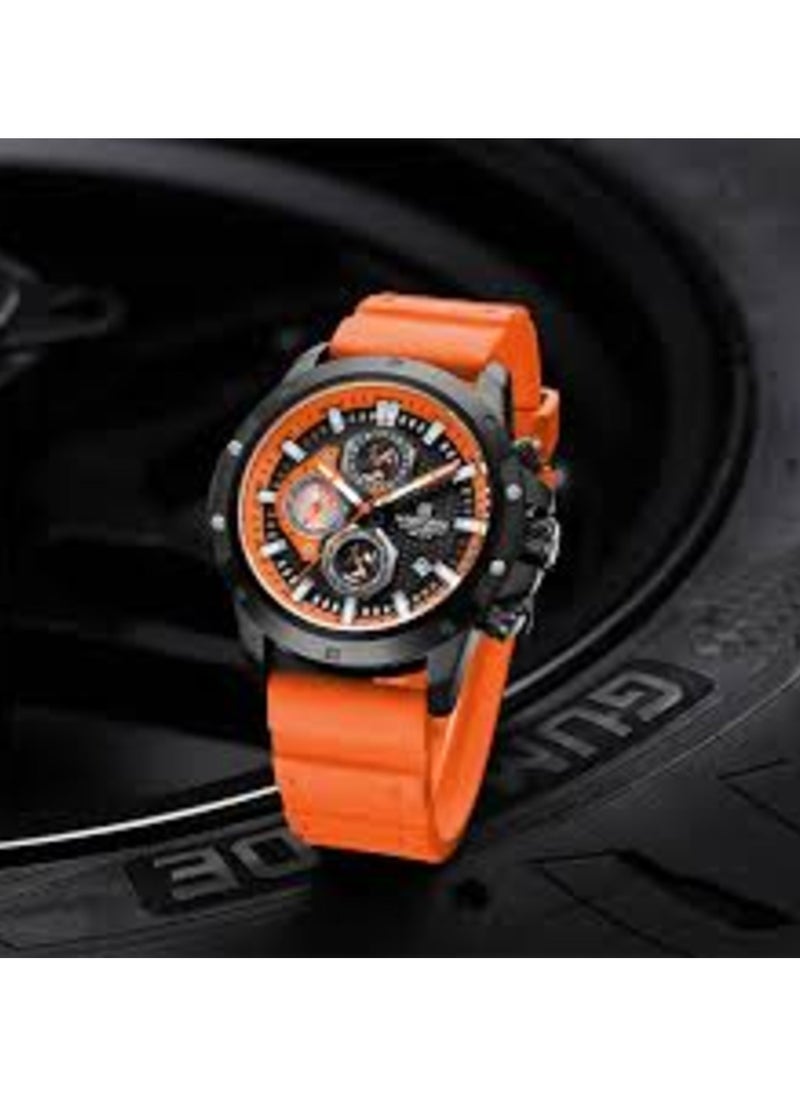 NAVIFORCE - NF8036 Men's Adventure Sport Watch – Bold Orange Analog-Digital Chronograph, Waterproof, Luminous Hands, Durable Silicone Strap - Image 1