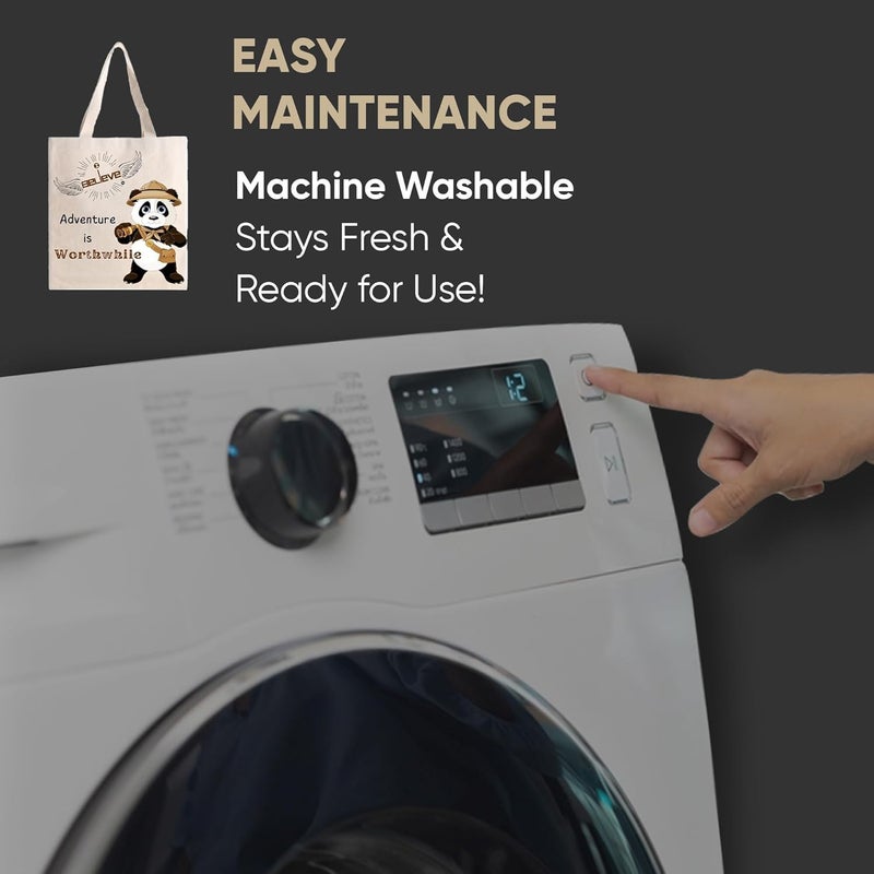 STRUTT Foldable Canvas Tote Bag for Women, Tote Bag for College Girls,100% Organic Cotton Reusable Shopping Bag for Grocery, Eco-Friendly Multi-Purpose Bag for Travel & Daily Use - in Adventure - Image 4