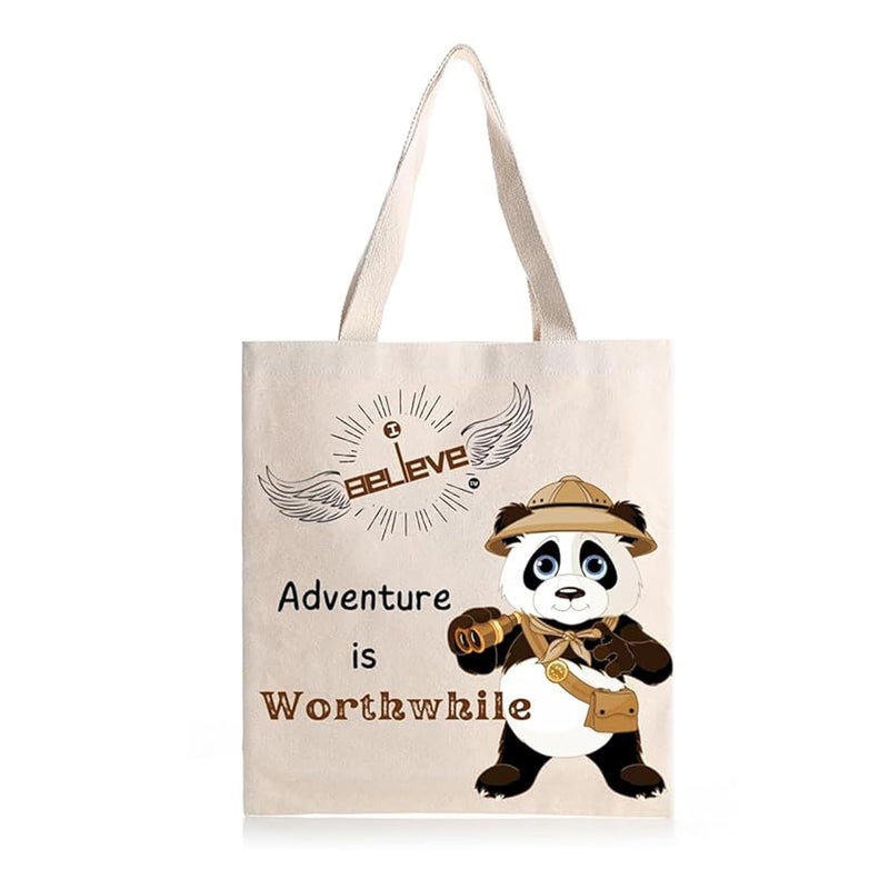 STRUTT Foldable Canvas Tote Bag for Women, Tote Bag for College Girls,100% Organic Cotton Reusable Shopping Bag for Grocery, Eco-Friendly Multi-Purpose Bag for Travel & Daily Use - in Adventure - Image 1