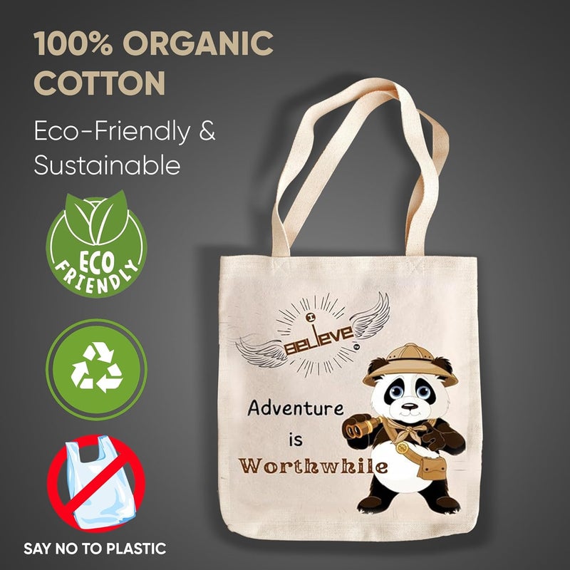 STRUTT Foldable Canvas Tote Bag for Women, Tote Bag for College Girls,100% Organic Cotton Reusable Shopping Bag for Grocery, Eco-Friendly Multi-Purpose Bag for Travel & Daily Use - in Adventure - Image 5