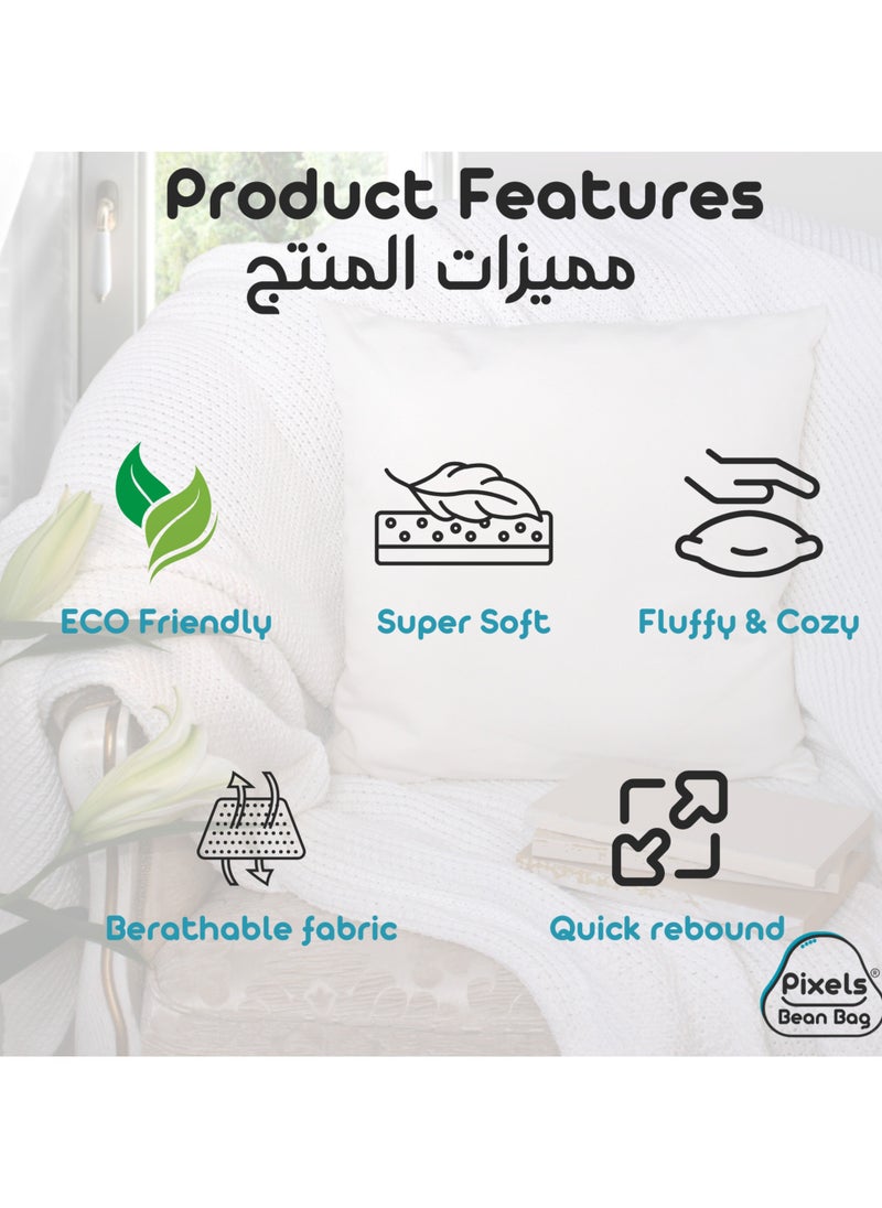 بكسل بين باج - عبوة حشو وسادة زينة من بكسل بين باج للاستخدام الداخلي للأريكة والمقاعد، قماش أسود من البولي بروبلين غير منسوج، إغلاق خياطة بدون سحاب "بدون سستة" مجموعة عدد 3 قطعة - Image 1
