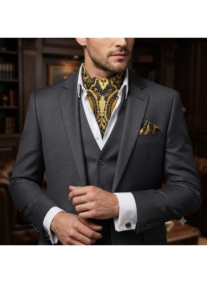 Men's Set Consisting Of Three Pieces (tie - Handkerchief - Cufflinks) - Image 1