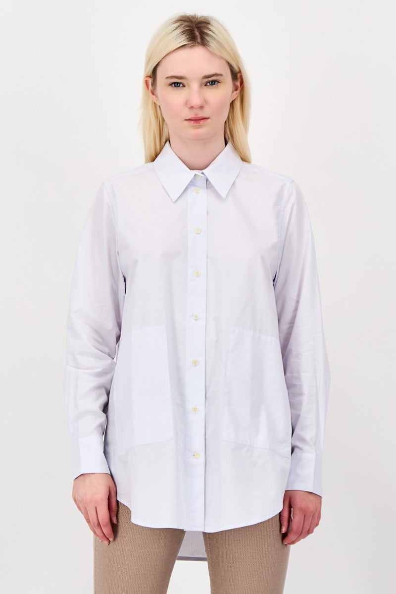 NAH/ Studio Women Regular Fit Long Sleeve Plain Casual Shirt, White - Image 1