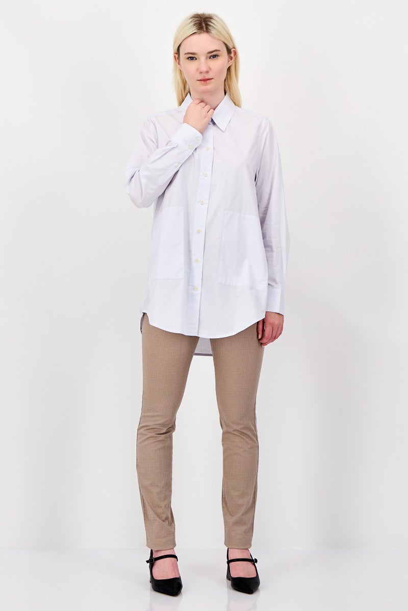 NAH/ Studio Women Regular Fit Long Sleeve Plain Casual Shirt, White - Image 4