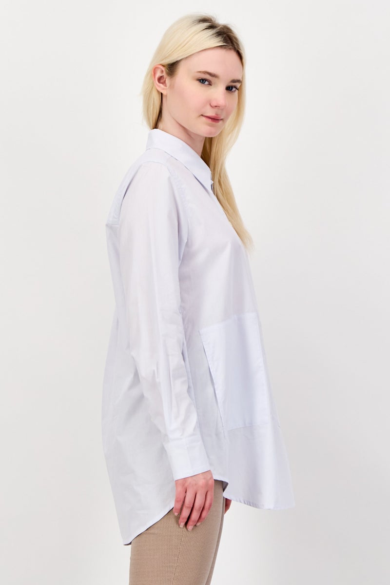 NAH/ Studio Women Regular Fit Long Sleeve Plain Casual Shirt, White - Image 2