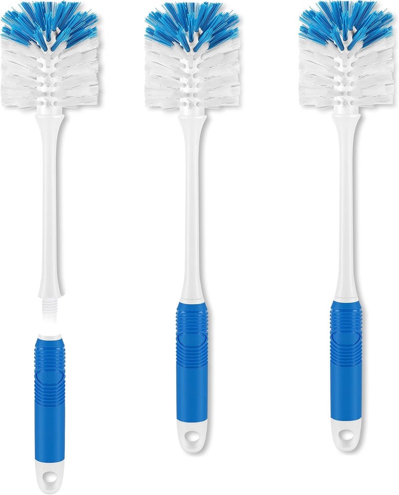 YeuDeuy Bottle Brush Cleaner Long Handle Bottle Brush with Dual Function Bristles for Water Bottles Glasswares Mugs Sports Bottles Baby Bottles Blue 3pcs - Image 1