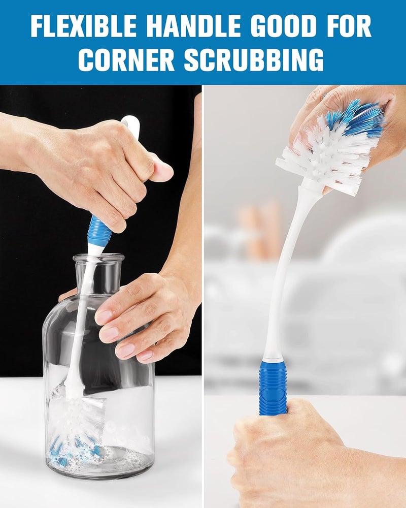 YeuDeuy Bottle Brush Cleaner Long Handle Bottle Brush with Dual Function Bristles for Water Bottles Glasswares Mugs Sports Bottles Baby Bottles Blue 3pcs - Image 5