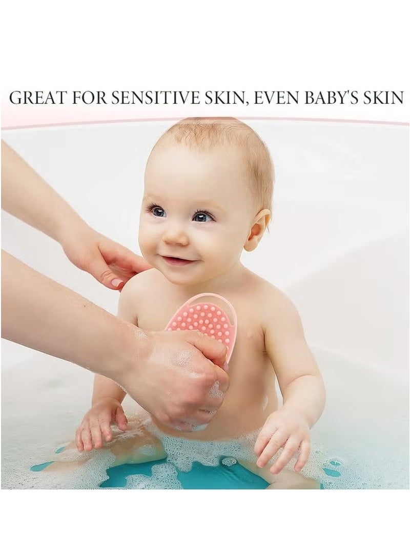 2 Pcs Silicone Body Scrubber, Loofah Exfoliating Body Scrubber, Silicone Loofah Shower Body Scrubber 2 Pack, 2 in 1 Body Exfoliator Scrubber With Handle Body Scrub Bath Scrubber Scalp Massager Shampoo Brush - Image 5