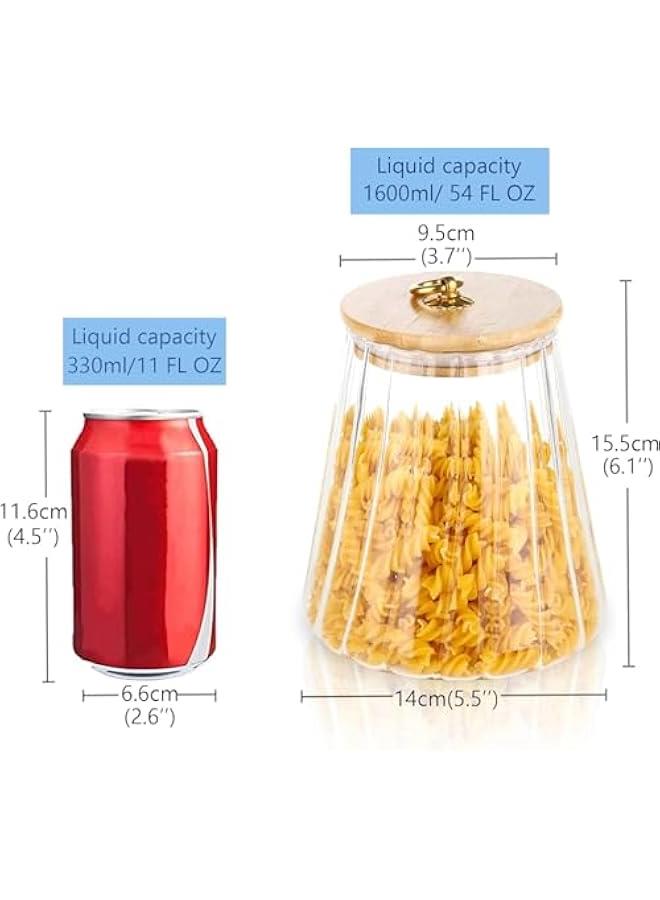 هوكور اي بين علبة قهوة زجاجية محكمة الغلق لتخزين المكسرات مع غطاء من الخيزران ومقبض معدني سهل الإمساك 700 مل، 23 اونصة سائلة (مخروطي) - Image 3