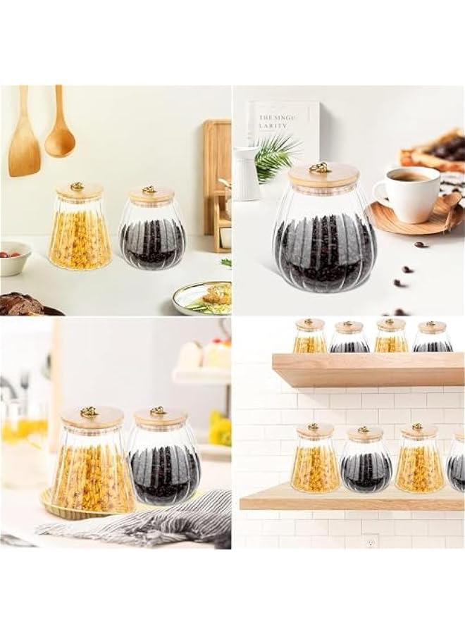 هوكور اي بين علبة قهوة زجاجية محكمة الغلق لتخزين المكسرات مع غطاء من الخيزران ومقبض معدني سهل الإمساك 700 مل، 23 اونصة سائلة (مخروطي) - Image 5