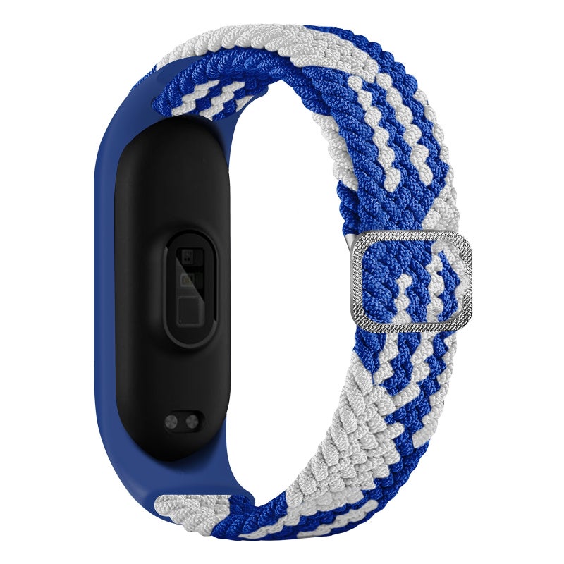 erorex For Xiaomi Mi Band 7 Adjustable Nylon Braided Elasticity Watch Band(Blue White) - Image 1