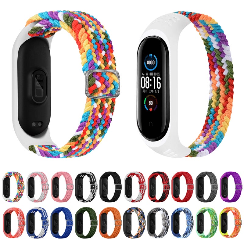 erorex For Xiaomi Mi Band 7 Adjustable Nylon Braided Elasticity Watch Band(Blue White) - Image 2