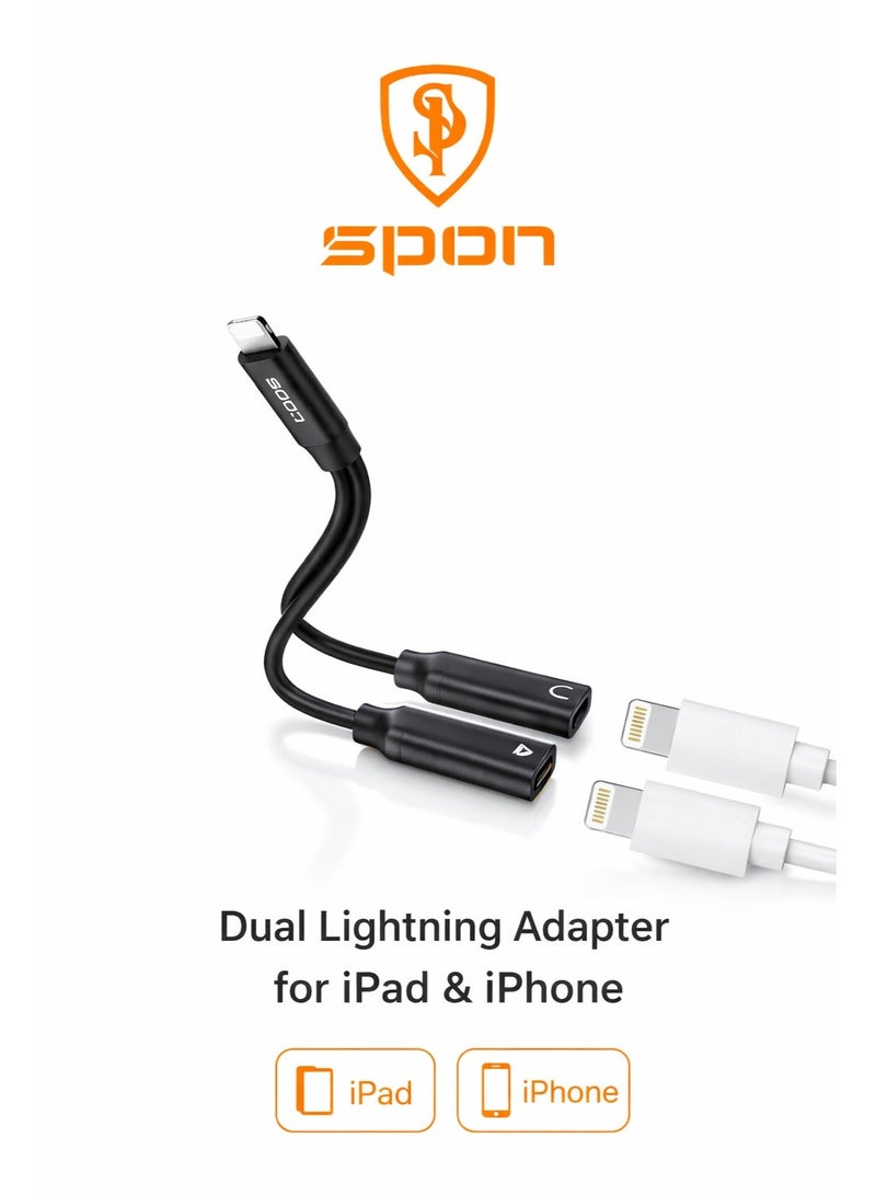 SPON Dual Lightning Adapter for iPhone | SPON Model 900230 | Charge & Listen Simultaneously | Gold-Plated Plug | Supports Calls | 3-Year Warranty - Image 1