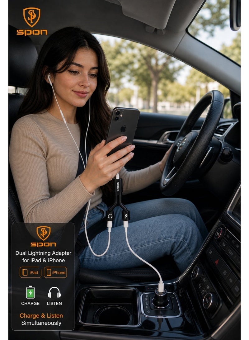SPON Dual Lightning Adapter for iPhone 2 in 1 – Charge & Listen Simultaneously – Supports Calls – Lightning to Dual Converter – High Quality Sound - Image 5