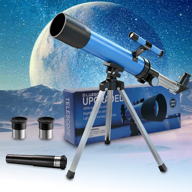 Luzsco Telescope for Kids 50mm 100x Magnification Beginner Telescopio with Tripod 2 Eyepieces Finder Scope STEM Educational Gift for Boys Girls Ages 612 Portable Kids Telescope for Astronomy - Image 2