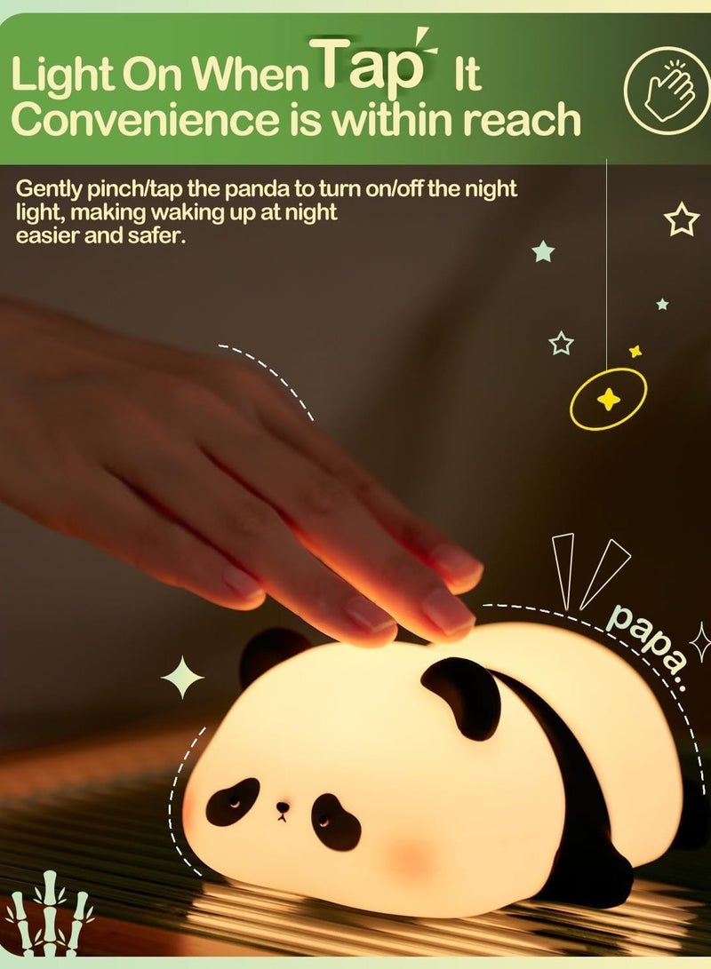 ELTRAZONE Cute Panda Night Light, LED Novelty Animal Night Lamp, 3-Level Dimmable Nursery Nightlight, Rechargeable Bedside Touch Lamp for Breastfeeding, Toddler & Baby Room Decor, Cool Gifts for Kids (Multi) - Image 1