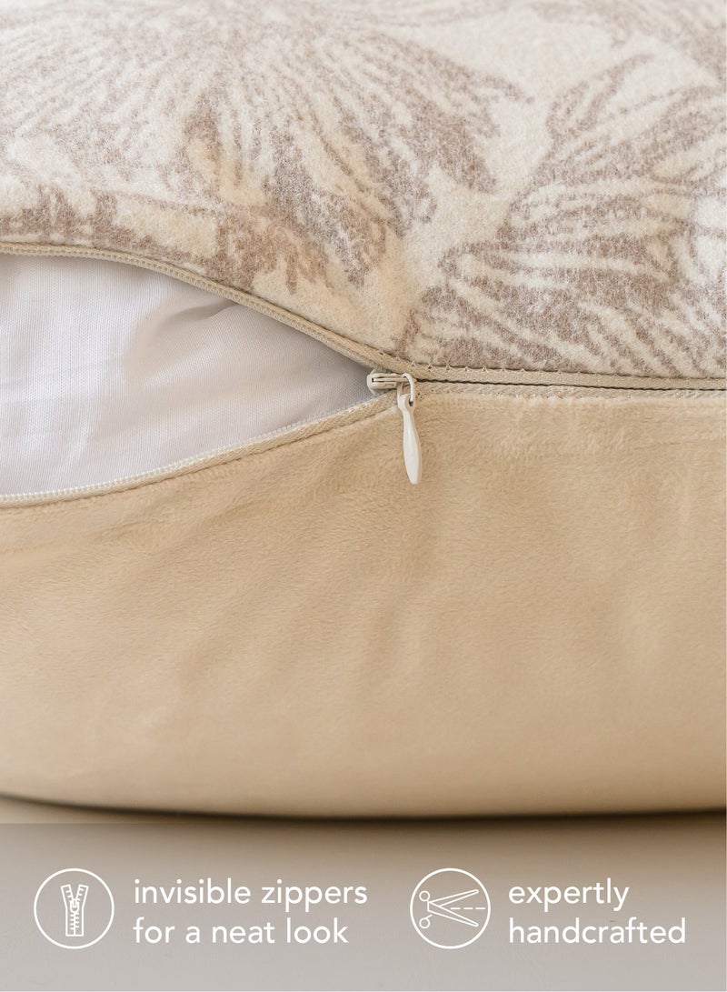 a moment a moment Beige Palm Leaves Decorative Cushion Cover 45x45 CM Botanical Monstera Tropical Palm Leaf Plants Decorative Throw Pillow Cover Set of 2 Farmhouse Home Decor Cushion for Sofa Couch Bed  - Image 3