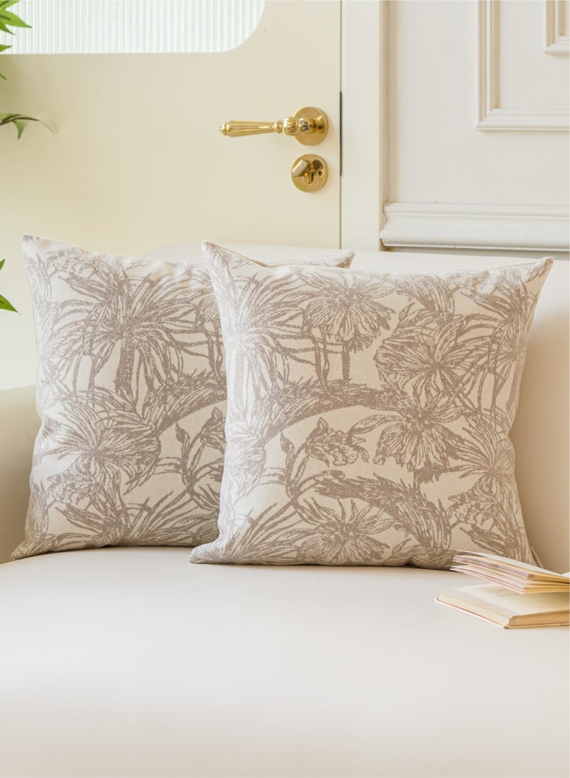 a moment a moment Beige Palm Leaves Decorative Cushion Cover 45x45 CM Botanical Monstera Tropical Palm Leaf Plants Decorative Throw Pillow Cover Set of 2 Farmhouse Home Decor Cushion for Sofa Couch Bed  - Image 1