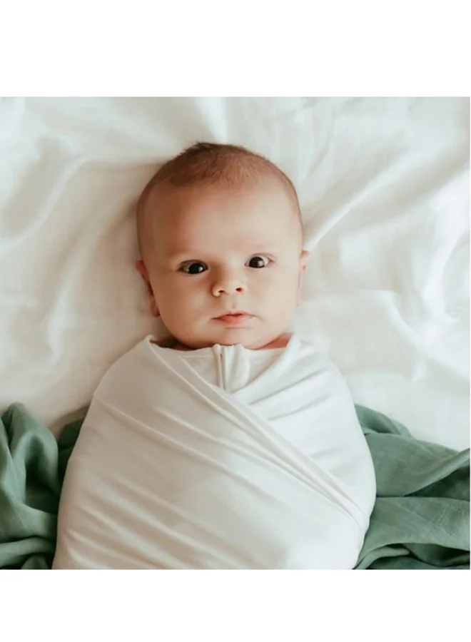 أنفي بيبي Stretchy Bamboo Spandex Swaddle & Hat White