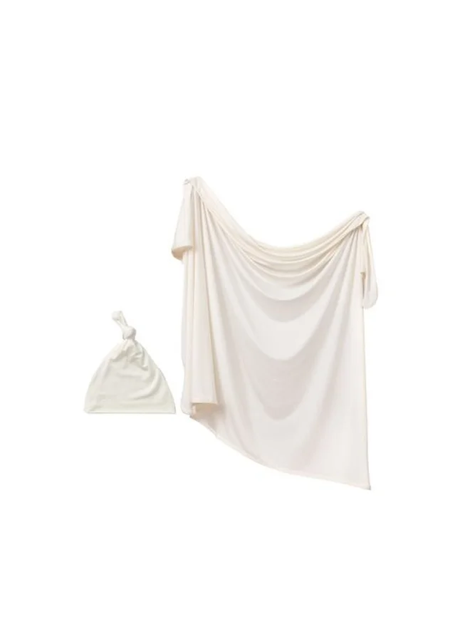 أنفي بيبي Stretchy Bamboo Spandex Swaddle & Hat White