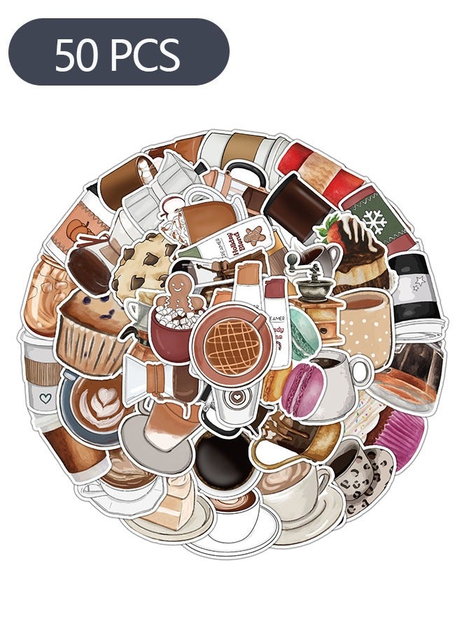 Ant 50-Piece Vintage Coffee Stickers, Vinyl Sticker Waterproof for Water Bottles laptops Car Water Bottles Mobile Phones Motorcycles Guitars Skateboards  - Image 1