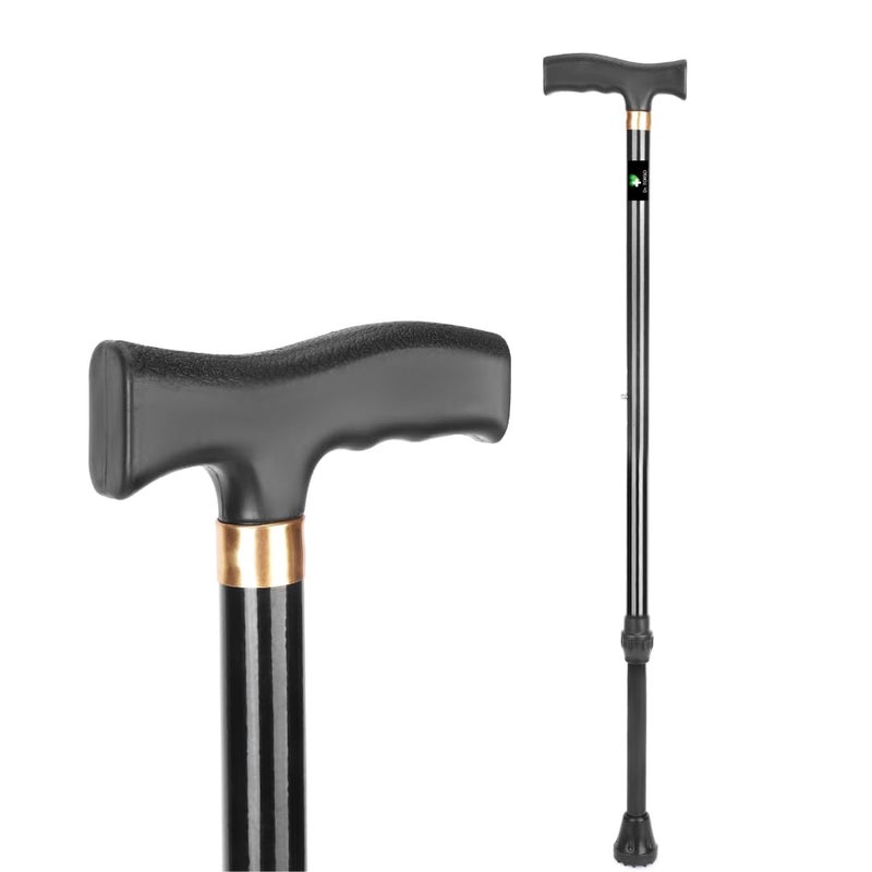 Dr. TORSO Active Assist Walking Stick with Adjustable Height, Sturdy Mild-Steel Body for Men/Women, Patients, Old People. (Black) - Image 5