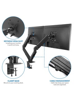 Skill Tech Dual Monitor Desk Mount Stand Full Motion Swivel Computer Monitor Arm for Two Screens  with 2-9kg/4.4-19.8lbs Load Capacity SH130-C024 Black  - Image 5