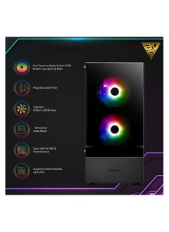 جامدياس علبة GAMDIAS متوسطة البرج ATX Argus E3 v2 RGB من GAMDIAS ذات لوحة زجاجية (أسود)  - Image 3