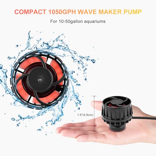 JEREPET 1050GPH Aquarium Wave Maker with Controller Mini DC12V 6W Powerhead with Magnetic Mounting, Nano Wavemaker for 10 to 50 Gallon thickness up to 8mm(1/4") Tank, - Image 5