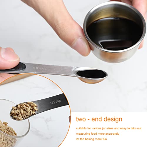 CHAMTILE Magnetic Measuring Spoons Set Dual Sided Stackable Stainless Steel Long Handle Teaspoon Measuring Spoons for Measuring Dry and Liquid Ingredients Fits in Spice Jars, Set of 8 - Image 3