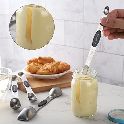 CHAMTILE Magnetic Measuring Spoons Set Dual Sided Stackable Stainless Steel Long Handle Teaspoon Measuring Spoons for Measuring Dry and Liquid Ingredients Fits in Spice Jars, Set of 8 - Image 5