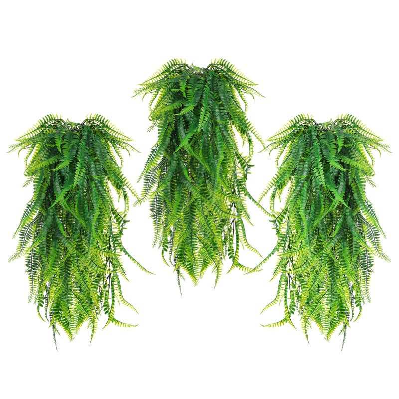 herfate Garland Hanging Vines 3 PC Artificial Leaves Fake Greenery Faux Plants Realistic Home Office Decoration Indoor Outdoor (Fern) - Image 1