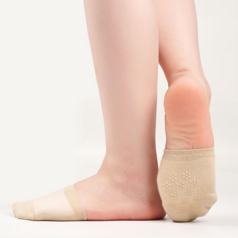 Murmorers Toe Socks Womens for Mules, Half Socks Toe Topper Covers No Show Invisible Non-slip Liners for Clogs Nude 4 Pairs - Image 2