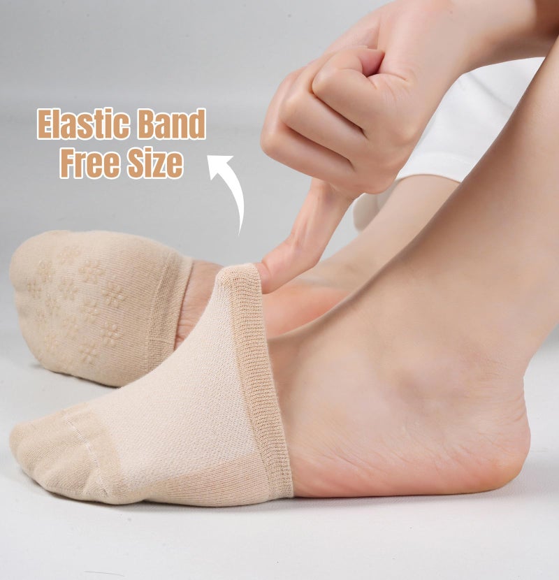 Murmorers Toe Socks Womens for Mules, Half Socks Toe Topper Covers No Show Invisible Non-slip Liners for Clogs Nude 4 Pairs - Image 5