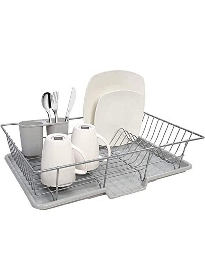 Home-Cloud رف مطبخ من الفولاذ المقاوم للصدأ من HomeCloud | حامل أدوات | رف صحون | مع صينية وحامل أدوات، 1 قطعة (44 × 30 × 12 سم) - Image 1