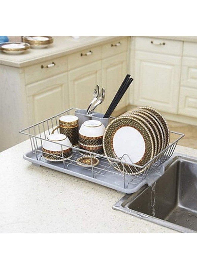 Home-Cloud رف مطبخ من الفولاذ المقاوم للصدأ من HomeCloud | حامل أدوات | رف صحون | مع صينية وحامل أدوات، 1 قطعة (44 × 30 × 12 سم) - Image 4