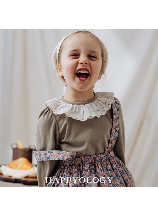 Happyology Uk Children's Spring And Autumn Hollow Out Ruffle Long Sleeve Brushed Knit Top For Girls - Image 1