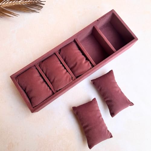 La Trove 5 Slot Watch Organizer Tray for Men & Women | Watch Storage Tray for Watches, Smartwatches & Bracelets | Watch Display Organizer for Wardrobe Drawer | Dark Pink - Image 2