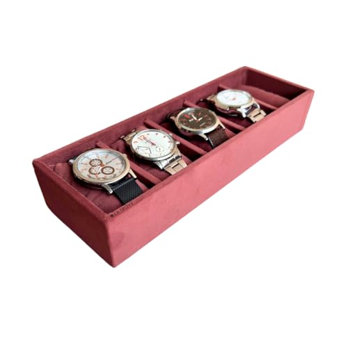 La Trove 5 Slot Watch Organizer Tray for Men & Women | Watch Storage Tray for Watches, Smartwatches & Bracelets | Watch Display Organizer for Wardrobe Drawer | Dark Pink - Image 5