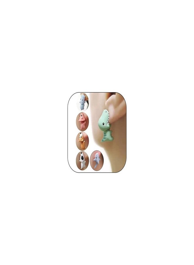 YANCHUN 6 Pairs Cute Animal Bite Earrings for Women 3D Clay Earrings Animal Cartoon Biting Ears Stud Earrings Jewelry Gifts…(C:6pcs animal earrings) - Image 1