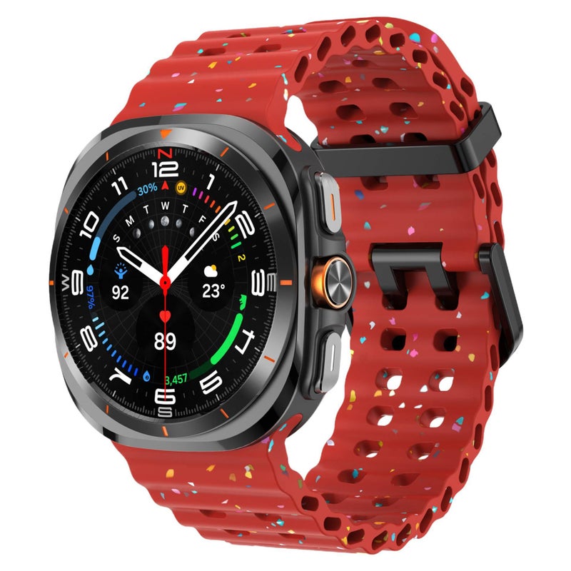 Adjustable Silicone Sport Smartwatch Band Compatible with Samsung Galaxy Watch 7 with Fit Soft Strap and Quick Daily Replacement Red - Image 1