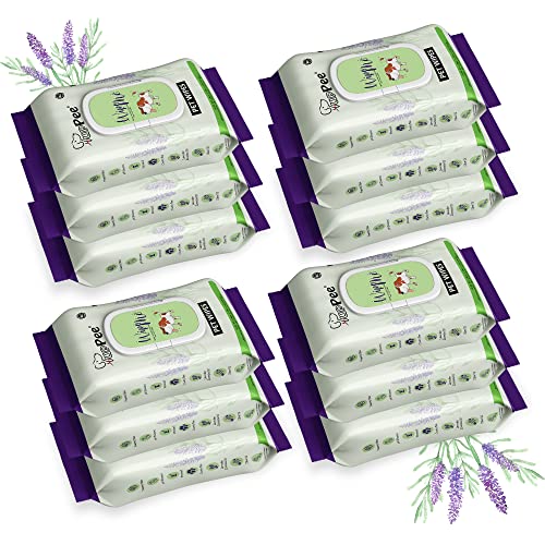 PUPPEE Wipe ME 100% Biodegradable 576 Count (Pack of 12) Wet Wipes for Dogs, Cats & All Pets | Lavender Essential, Vitamin E & Olive Oil | Anti-Bacterial | Cleansing, Deodorising & Grooming Wipes - Image 1