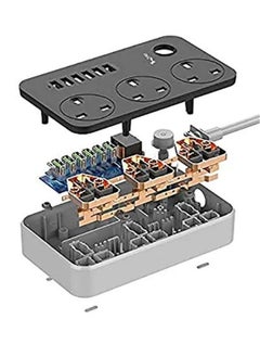 JBQ 3-Power Socket And 6-Port USB Adapter Grey  - Image 2