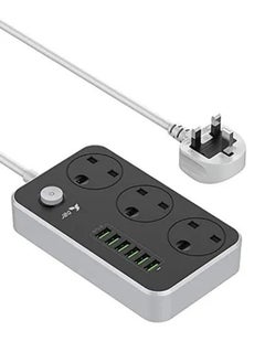 JBQ 3-Power Socket And 6-Port USB Adapter Grey  - Image 1