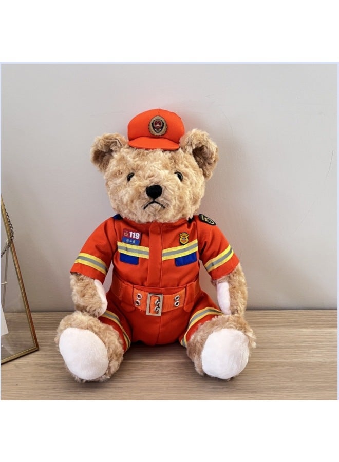 Police Bear Riding Suit Doll Traffic Police Bear Firefighter Promotional Gift Doll Special Police Plush Toy-Color:Brown Special Police Bear [in Stock]]-Height:25cm - Image 4