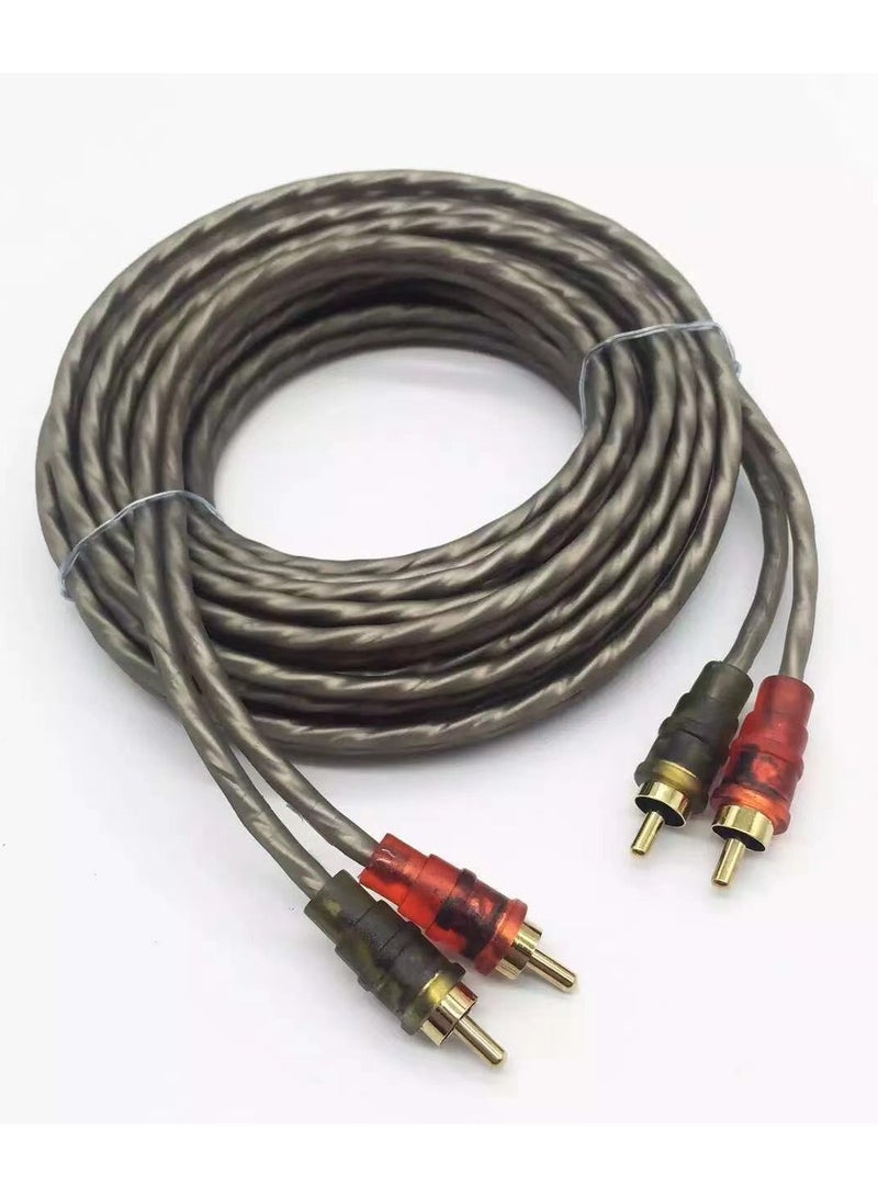 إسكدنيا RCA Cable 2RCA Male to Male Stereo Audio Adapter Hi-Fi Sound Auxiliary Audio Cord Gold-Plated RCA Cable Compatible with Home Theater HDTV Amplifiers Hi-Fi Systems Car Audio Speakers-5M - Image 2