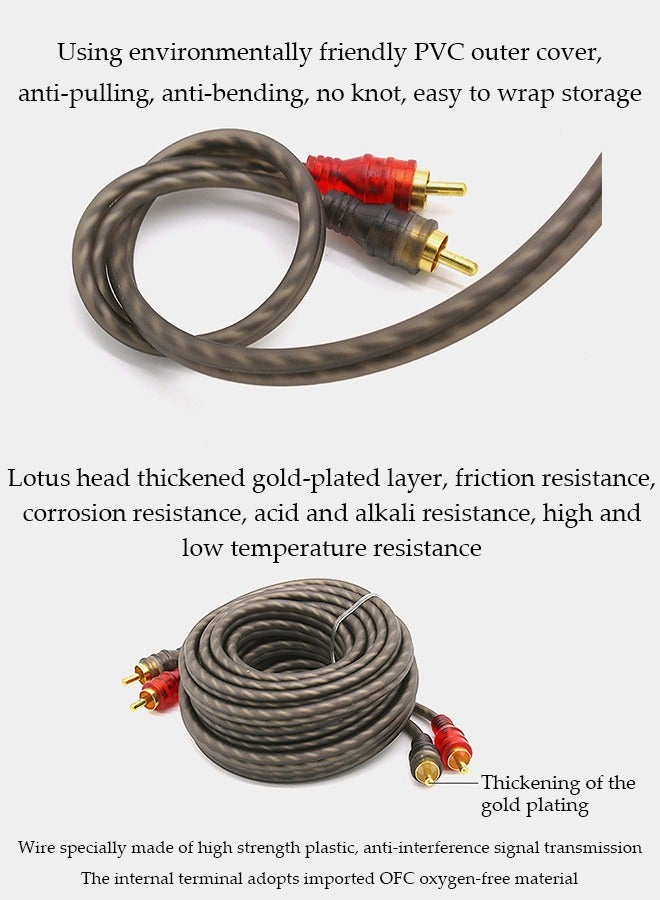 إسكدنيا RCA Cable 2RCA Male to Male Stereo Audio Adapter Hi-Fi Sound Auxiliary Audio Cord Gold-Plated RCA Cable Compatible with Home Theater HDTV Amplifiers Hi-Fi Systems Car Audio Speakers-5M - Image 4